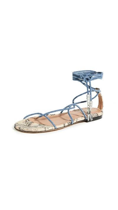 Shop Isabel Marant Jindia Flat Strappy Sandals In Blue