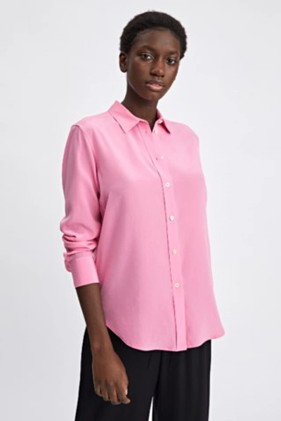 Shop Filippa K Classic Silk Shirt In Waterlily