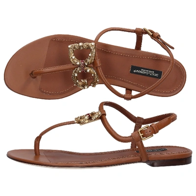 Shop Dolce & Gabbana Strappy Sandals Devotion In Brown