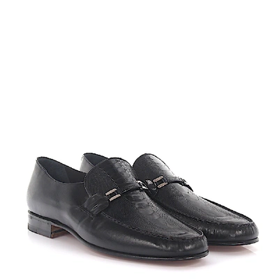 Shop Moreschi Slip-on Shoes Ostrich Leg Skin In Black