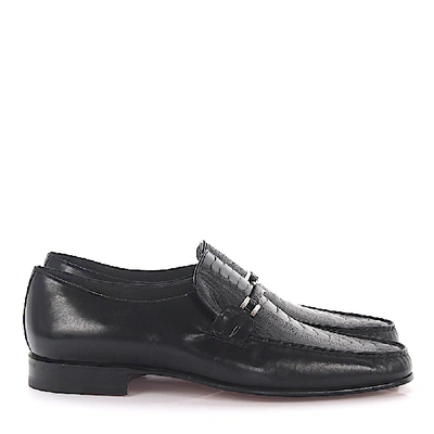 Shop Moreschi Slip-on Shoes Ostrich Leg Skin In Black