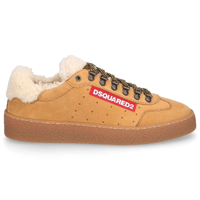 Shop Dsquared2 Low-top Sneakers Ted Nubuck In Beige