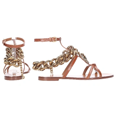 Shop Dolce & Gabbana Strappy Sandals Bianca In Brown