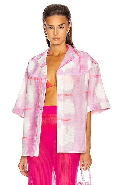 Shop Jacquemus La Chemise Vallena In Print Pink Checked