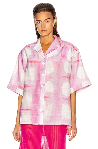 Shop Jacquemus La Chemise Vallena In Print Pink Checked
