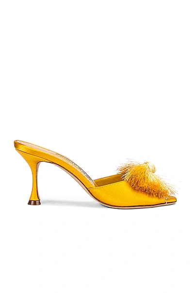 Shop Manolo Blahnik Railda 70 Sandal In Yellow