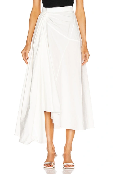 Shop Rosie Assoulin Asymmetrical Volume Skirt In White