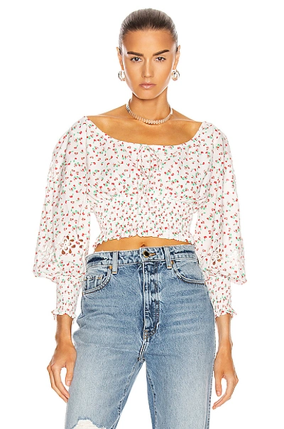 Shop Rixo London Helena Top In Embroidered Ditsy Floral