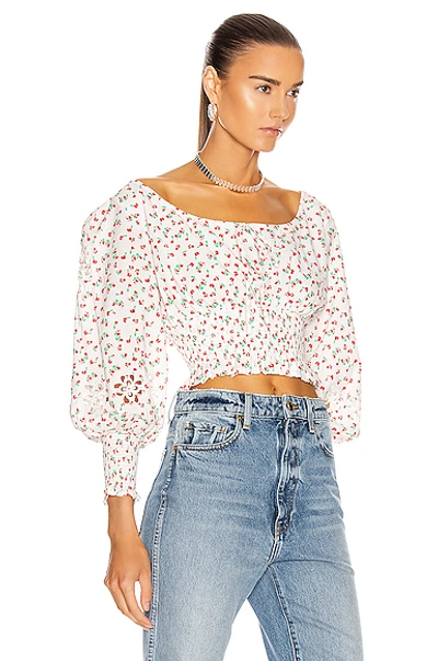 Shop Rixo London Helena Top In Embroidered Ditsy Floral