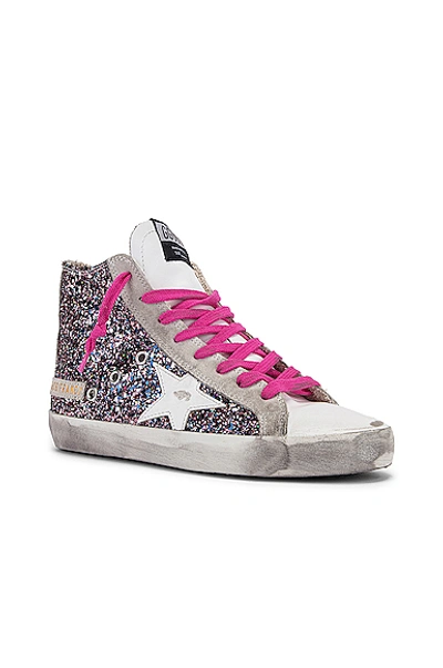 Shop Golden Goose Francy Sneaker In White  Pink & Grey Glitter