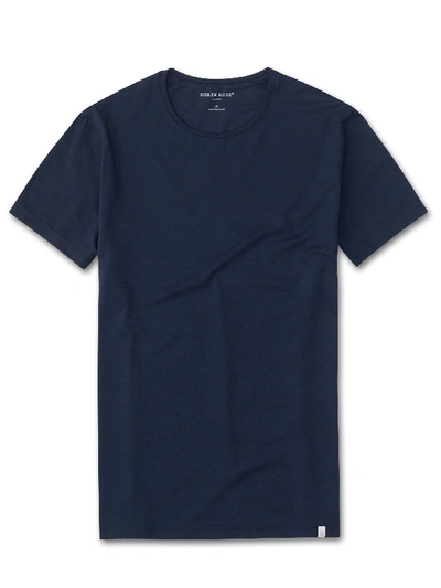 Shop Derek Rose Men's T-shirt Basel Micro Modal Stretch Navy