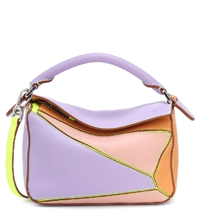 Shop Loewe Paula's Ibiza Puzzle Mini Leather Shoulder Bag In Purple