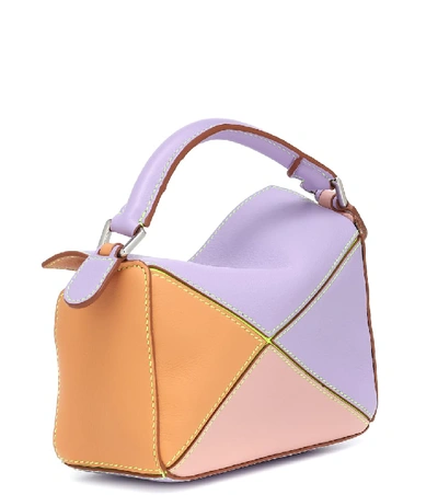 Shop Loewe Paula's Ibiza Puzzle Mini Leather Shoulder Bag In Purple
