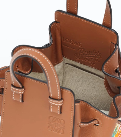 Shop Loewe Paula's Ibiza Hammock Mini Printed Leather Shoulder Bag In Brown