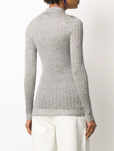 Shop Prada Ribbed-knit Cashmere Top In Grey