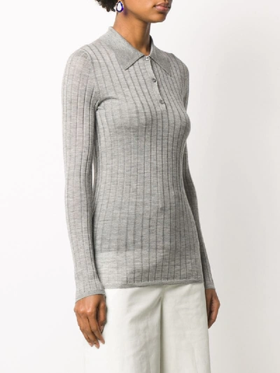 Shop Prada Ribbed-knit Cashmere Top In Grey