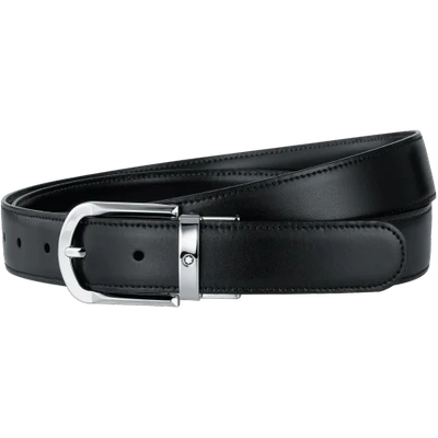 Shop Montblanc Horseshoe Buckle Black/brown 30 Mm Reversible Leather Belt In Black / Brown