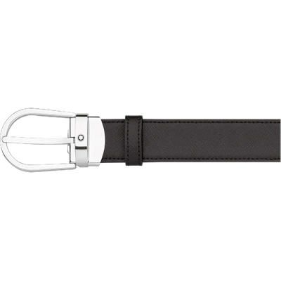 Montblanc Leather Horseshoe Belt In Black / Brown