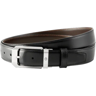 Shop Montblanc Black/brown 30 Mm Reversible Leather Belt In Black / Brown