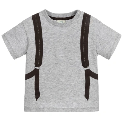 Shop Fendi Backpack T-shirt In Grey