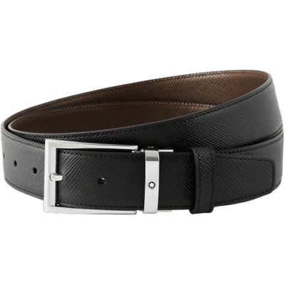 Shop Montblanc Black/brown 35 Mm Reversible Leather Belt In Black / Brown