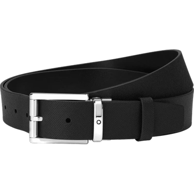Montblanc Black 35 Mm Leather Belt In Black