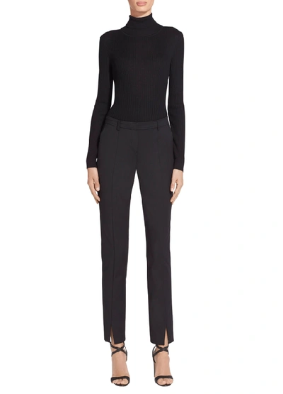 Shop St John Stretch Micro Ottoman Ankle Pants In Caviar