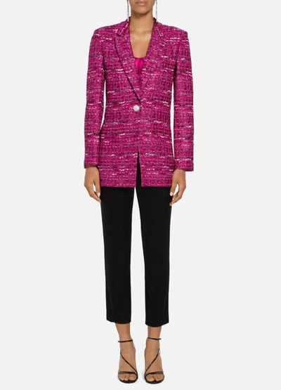 Shop St. John Opulent Textured Tweed Jacket In Fuchsia Rose