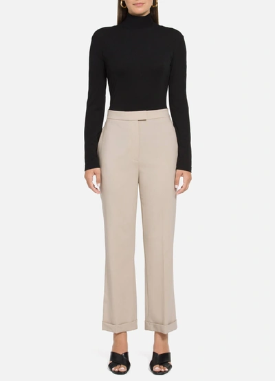 Shop St John Stretch Tropical Wool Cropped Pant With Bottom Cuff In Cork