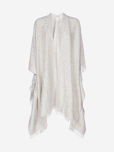 Shop Brunello Cucinelli Sequinned Cashmere And Silk Cape