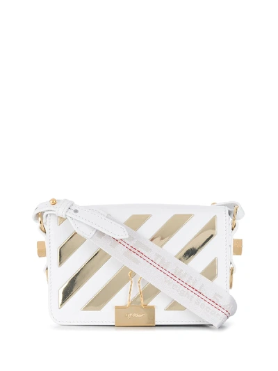 Shop Off-white Mini Diag Flap Bag In White