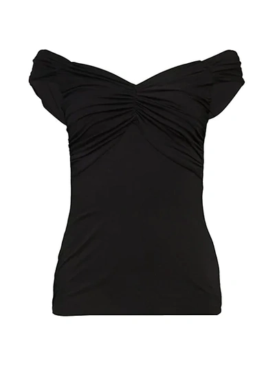 Shop Bailey44 Tapioca Ruched Off-the-shoulder Top In Black