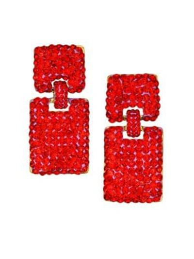 Shop Lele Sadoughi Women's 14k Goldplated Crystal Victoria Double-drop Earrings In Red