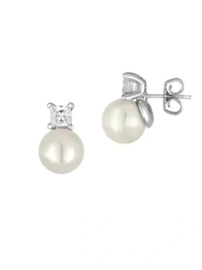 Shop Majorica 10mm White Round Pearl & Crystal Stud Earrings