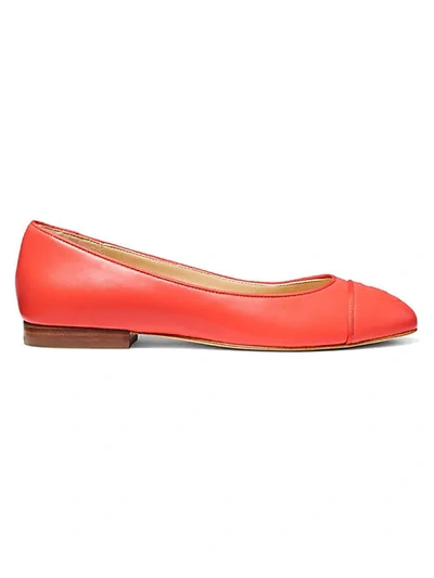 Shop Michael Kors Dylyn Leather Ballet Flats In Pink Grapefruit