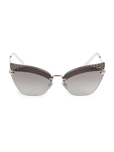 Shop Miu Miu 63mm Winged Rhinestone Sunglasses In Grey