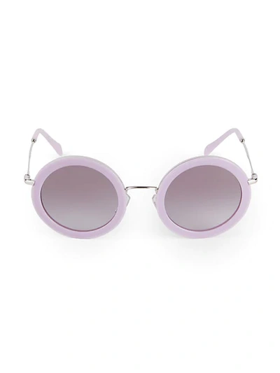 Shop Miu Miu 48mm Circle Sunglasses In Opal Lilac