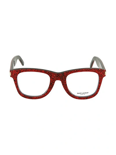 Shop Saint Laurent 50mm Square Optical Glasses In Red