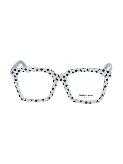 Shop Saint Laurent 52mm Square Optical Glasses In Silver