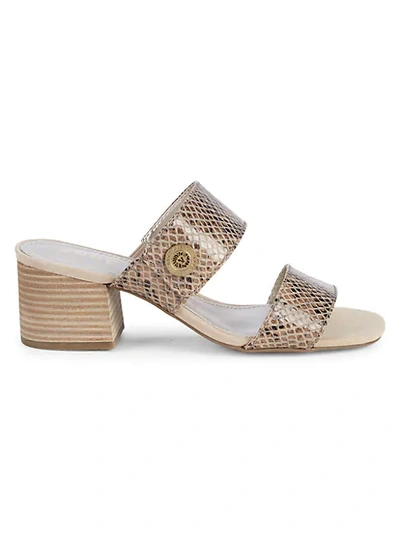 Shop Anne Klein Breeze Snake-print Sandals In Natural