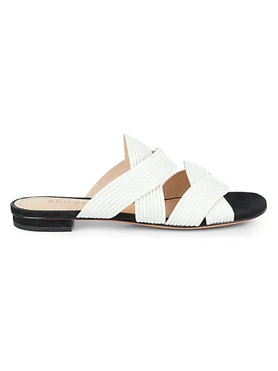 Shop Schutz Cassiane Textured Flat Sandals In White
