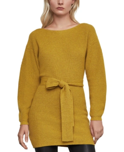 Shop Bcbgmaxazria Puff-sleeve Sweater In Golden Olive