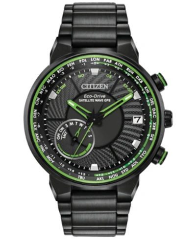 Shop Citizen Eco-drive Men's Satellite Wave Gps Black-tone Stainless Steel Bracelet Watch 44mm