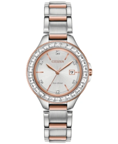 Shop Citizen Eco-drive Women's Silhouette Crystal Two-tone Stainless Steel Bracelet Watch 31mm