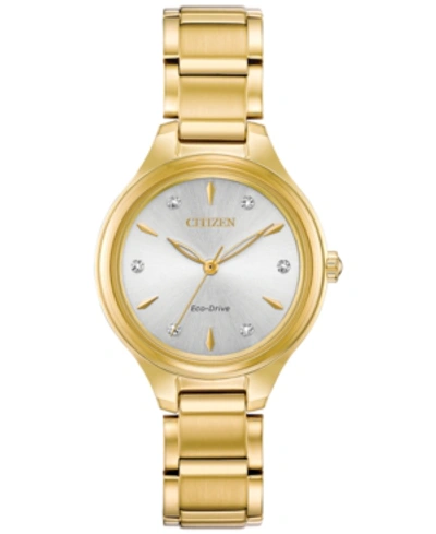 Citizen Eco-drive Women's Corso Diamond-accent Gold-tone Stainless Steel Bracelet Watch 29mm In Gold