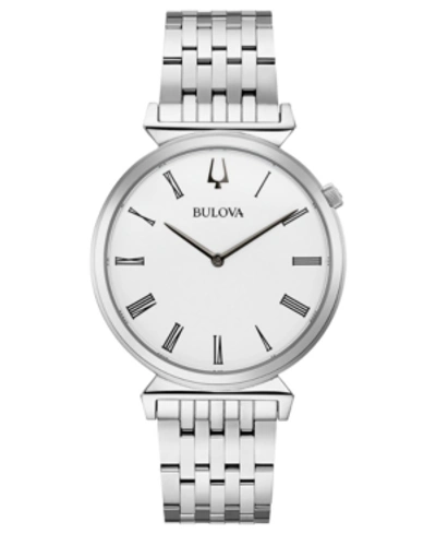 Shop Bulova Men's Regatta Stainless Steel Bracelet Watch 38mm In Silver/white