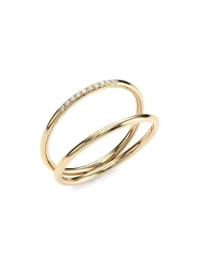 Shop Zoë Chicco 14k Yellow Gold & Diamond Double-band Ring