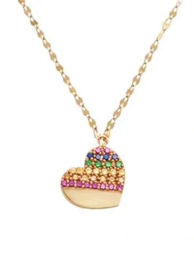 Shop Lana Girl 14k Yellow Gold & Multi-color Sapphire Heart Pendant Necklace