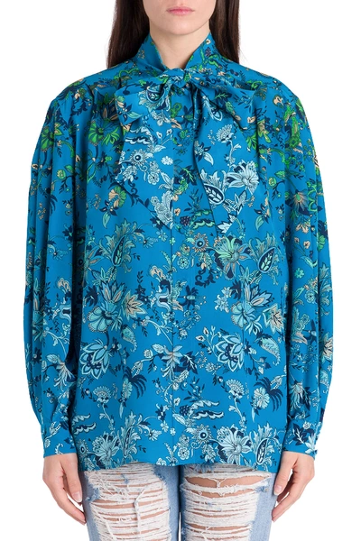 Shop Givenchy Floral Blouse In Blu