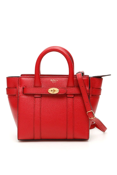 Shop Mulberry Micro Zipped Bayswater Bag In Red